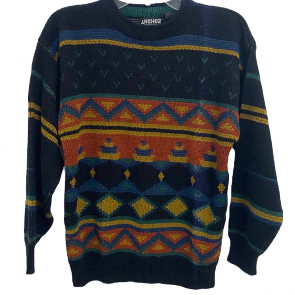 Anchor Blue Men's Multicolor Crewneck Sweater